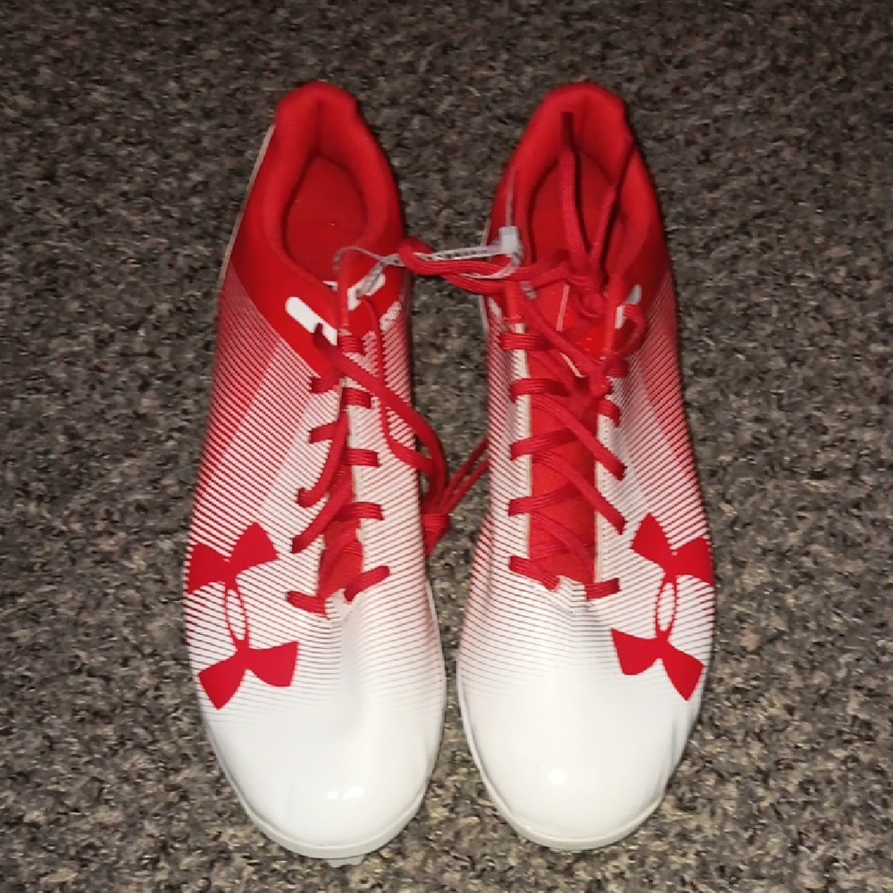 Under Armour Red and White Cleats